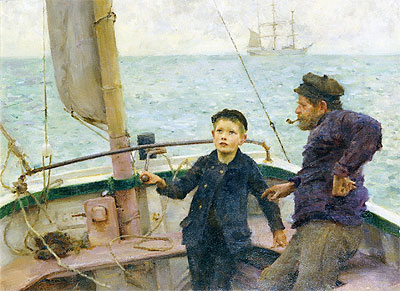 The Steering Lesson, 1892 | Tuke | Giclée Leinwand Kunstdruck