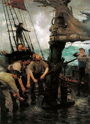 Alle Mann an die Pumpen, c.1888 | Tuke