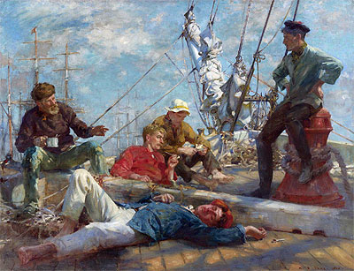 Sailor's Yarning, Midday Rest, 1906 | Tuke | Giclée Leinwand Kunstdruck