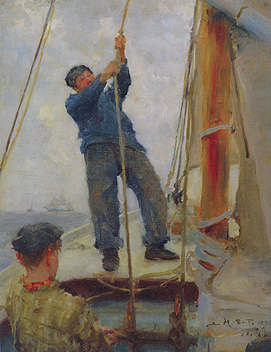 Hoisting the Mainsail, 1890 | Tuke | Giclée Leinwand Kunstdruck