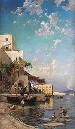 Hermann David Salomon Corrodi | Evening Meeting of Fishermen in a Tavern in Naples Mergellina, undated | Giclée Canvas Print