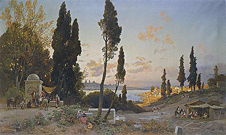 Hermann David Salomon Corrodi | View across the Bosphorus, Constantinople, undated | Giclée Canvas Print