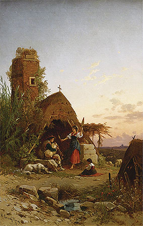 Gypsies in the Campagnia, undated | Hermann David Salomon Corrodi | Giclée Canvas Print