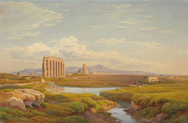 Hermann David Salomon Corrodi | Blick auf die römische Campagna mit dem Claudischen Aquädukt, 1869 | Giclée Papier-Kunstdruck