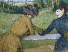 Two Women Leaning on a Fence Rail | Degas | Painting Reproduction