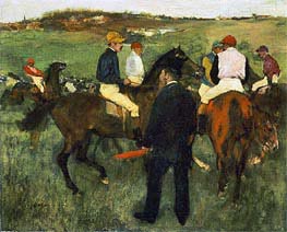Racehorses (Leaving the Weighing), c.1874/78 by Degas | Canvas Print
