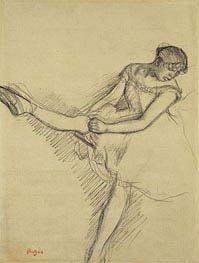 Dancer Seated, Readjusting her Stocking, c.1880 von Degas | Papier-Kunstdruck