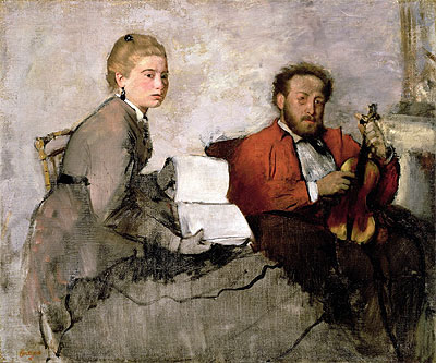 Geiger und eine junge Frau, c.1871 | Edgar Degas | Giclée Leinwand Kunstdruck