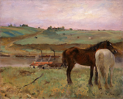 Pferde auf einer Wiese, 1871 | Edgar Degas | Giclée Leinwand Kunstdruck