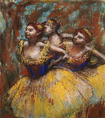 Three Dancers (Yellow Skirts, Blue Blouses), c.1896 | Degas | Giclée Paper Art Print