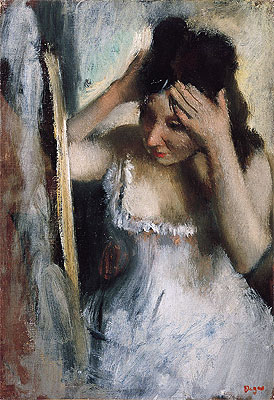 Degas | Woman Combing Her Hair Before a Mirror, c.1877 | Giclée Canvas Print