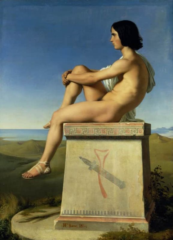 Polites, Sohn des Priamos, beobachtet die Griechen, die auf Troja vorrücken, 1833–34 | Hippolyte Flandrin | Giclée Leinwand-Kunstdruck