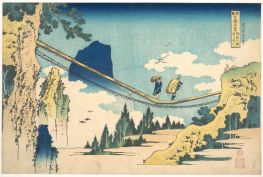 Die Hängebrücke an der Grenze der Provinzen Hida und Etchu, 1820 | Hokusai