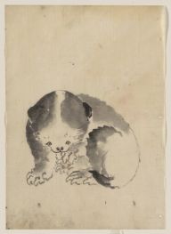 Eine Katze, die ihre Krallen reinigt, n.d | Hokusai