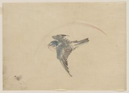 Ein Vogel, der nach links fliegt, von oben gesehen, n.d | Hokusai