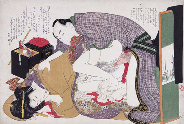 Love Couple at Sewing Box, c.1812/14 | Hokusai | Giclée Paper Art Print