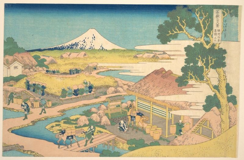 Fuji von den Katakura-Teefeldern in Suruga, 1820 | Hokusai | Giclée Papier-Kunstdruck
