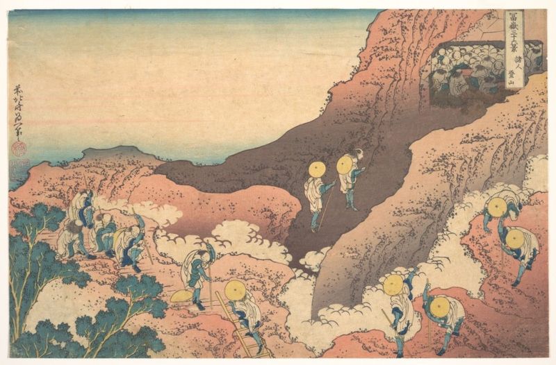 Gruppen von Bergsteigern, 1830 | Hokusai | Giclée Papier-Kunstdruck