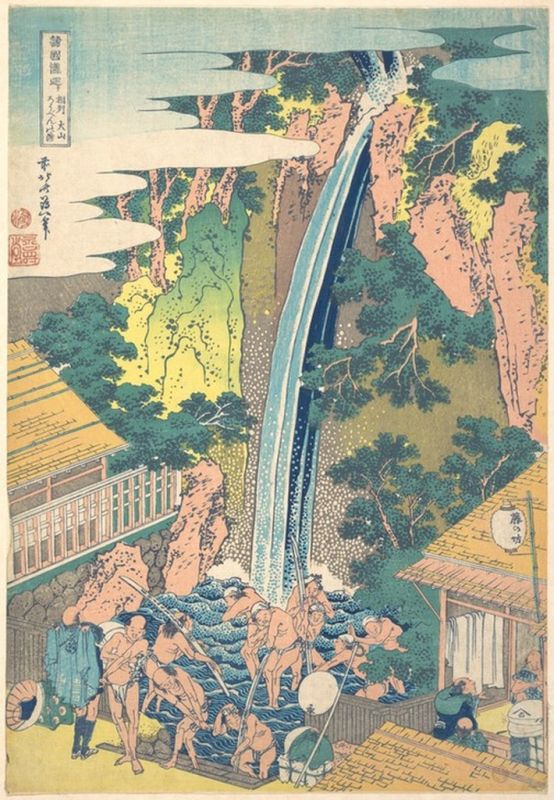 Roben-Wasserfall bei Oyama in der Provinz Sagami, 1817 | Hokusai | Giclée Papier-Kunstdruck