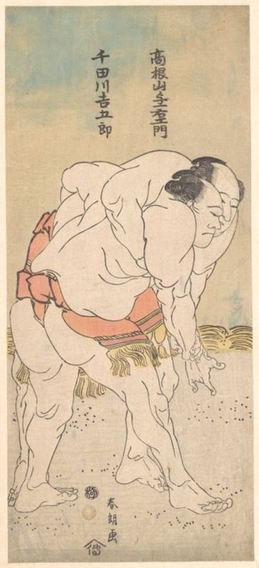 Die Sumoringer Takaneyama Yoichiemon und Sendagawa Kichigoro, 1790 | Hokusai | Giclée Papier-Kunstdruck
