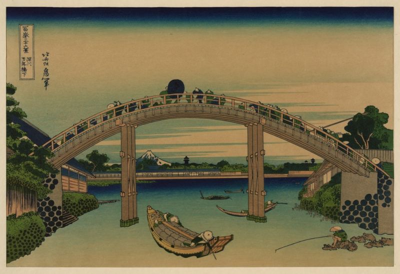 Unter der Mannen-Brücke in Fukagawa, n.d | Hokusai | Giclée Papier-Kunstdruck