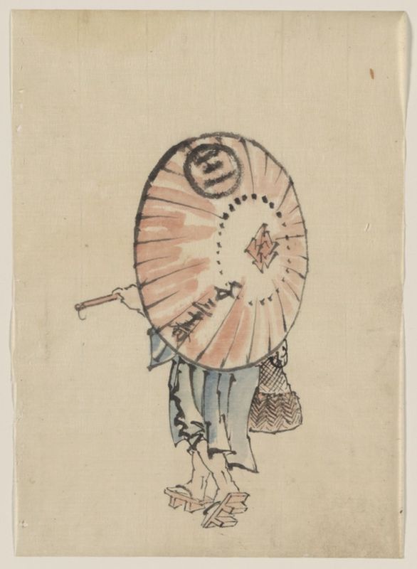 Person mit Regenschirm, n.d | Hokusai | Giclée Papier-Kunstdruck