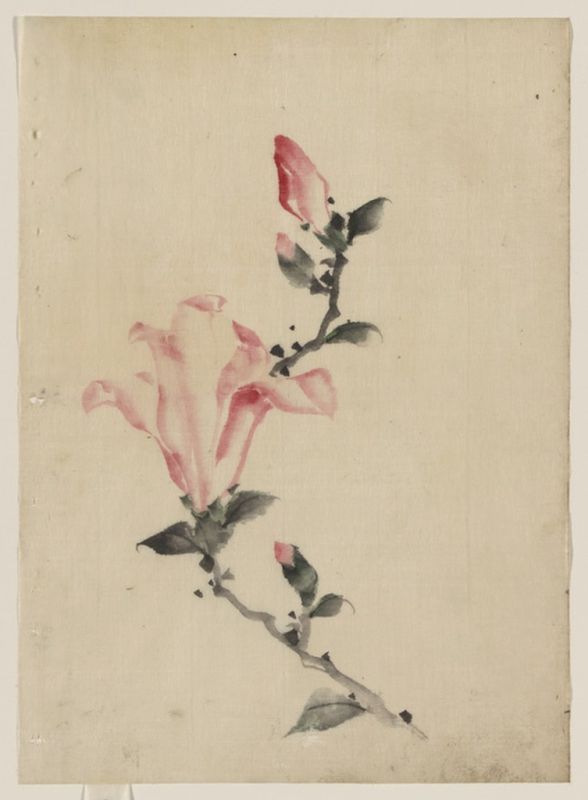 Rosa Blüte an einem Stiel, n.d | Hokusai | Giclée Papier-Kunstdruck