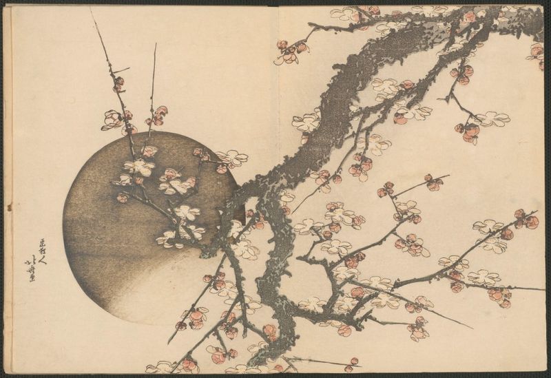 Pflaumenblüte und Mond aus dem Buch Mount Fuji im Frühling, 1803 | Hokusai | Giclée Papier-Kunstdruck