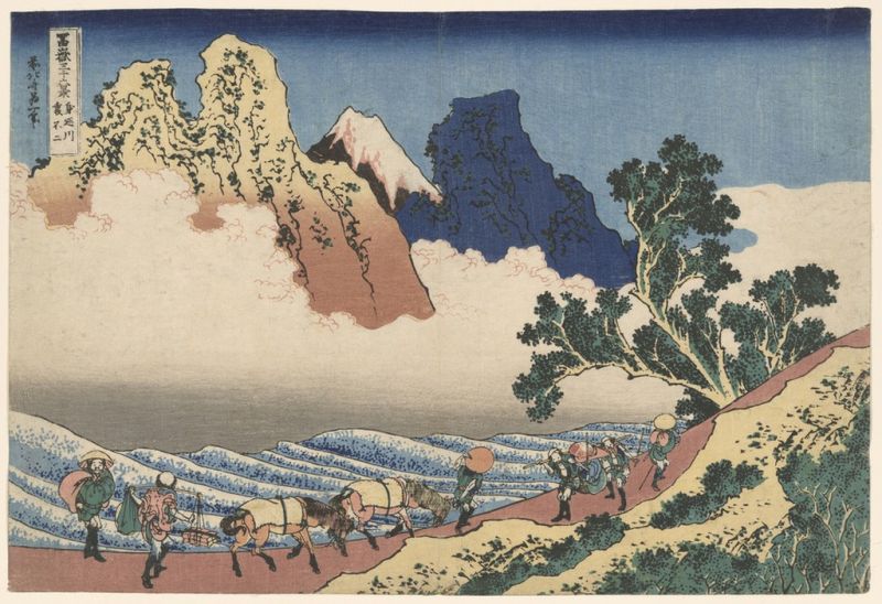 Die Rückseite des Berges Fuji vom Minobu-Fluss aus gesehen, 1831 | Hokusai | Giclée Papier-Kunstdruck