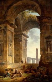 Ruins with an Obelisk in the Distance | Hubert Robert | Painting Reproduction