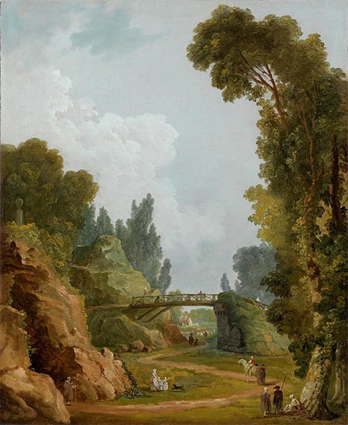 The Rustic Bridge, Chateau de Mereville, France, c.1785 | Hubert Robert | Giclée Canvas Print