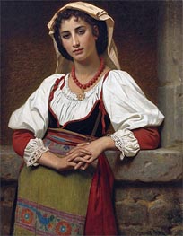 The Neapolitan Girl, 1876 von Hugues Merle | Leinwand Kunstdruck