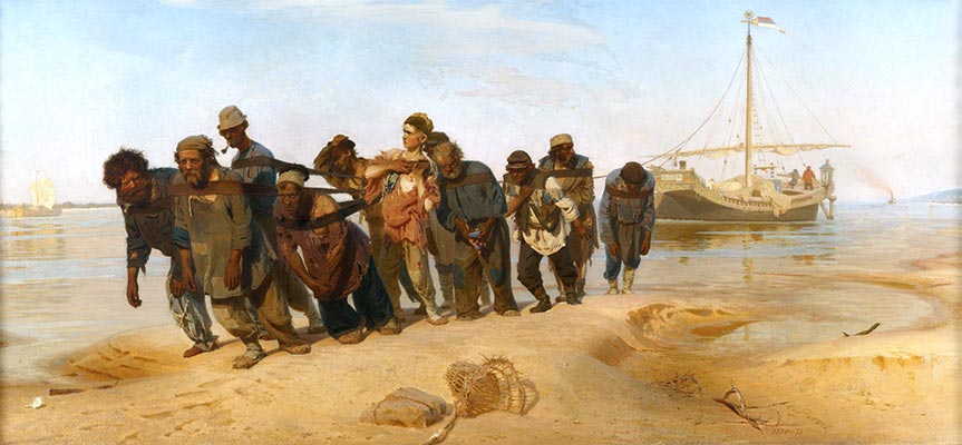 Repin | Barge Haulers on the Volga, c.1870/73 | Giclée Canvas Print