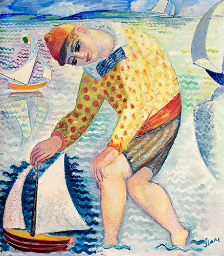 Knabe mit Segelboot, 1918 von Isaac Grünewald | Leinwand-Kunstdruck