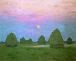 Twilight. Haystacks, 1899 von Isaac Levitan | Leinwand Kunstdruck