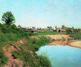 Village on Coast of the River | Isaac Levitan | Gemälde Reproduktion