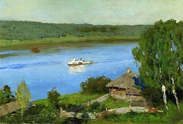 Landscape with Steamship, c.1888/90 by Isaac Levitan | Canvas Print