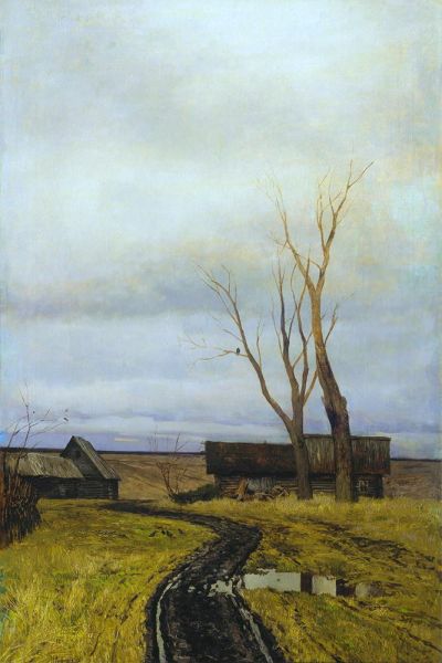 Autumn. Road to Village, 1877 | Isaac Levitan | Giclée Leinwand Kunstdruck