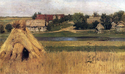 Stacks and Village behind the River, c.1880/83 | Isaac Levitan
