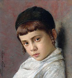 Portrait of a Young Boy with Peyot, n.d. von Isidor Kaufmann | Leinwand Kunstdruck