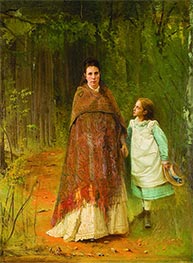 Portrait of Artist's Wife and His Daughter, 1875 von Ivan Kramskoy | Leinwand Kunstdruck