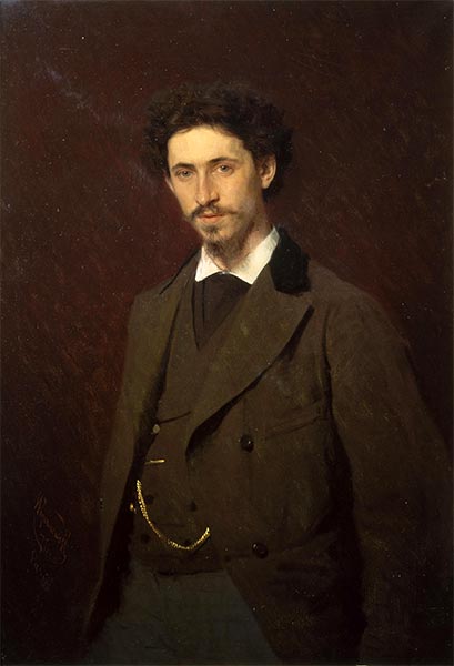 Porträt des Künstlers Ilya Efimovich Repin, 1876 | Ivan Kramskoy | Giclée Leinwand Kunstdruck