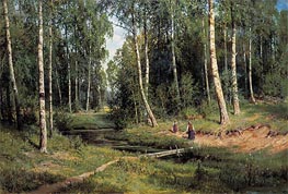 Stream in a Birch Forest | Ivan Shishkin | Painting Reproduction