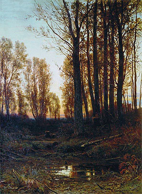 Dusk. Sunset, 1879 | Ivan Shishkin | Giclée Leinwand Kunstdruck