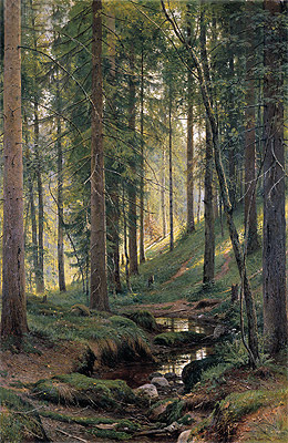 Stream by a Forest Slope, 1880 | Ivan Shishkin | Giclée Leinwand Kunstdruck