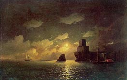 Mondnacht, 1849 von Aivazovsky | Leinwand Kunstdruck