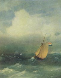 Sturm. Segelboot, 1847 von Aivazovsky | Leinwand Kunstdruck