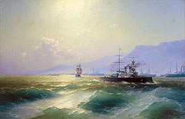Gunboat off Crete, 1897 by Aivazovsky | Canvas Print