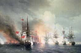Aivazovsky | Russian-Turkish Sea Battle of Sinop on 18th November 1853 | Giclée Canvas Print