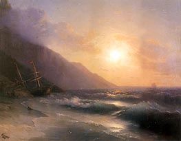Shipwreck at Sunset | Aivazovsky | Painting Reproduction